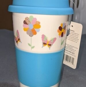 New ceramic tumbler with silicone‎ lid and sleeve 16 oz
